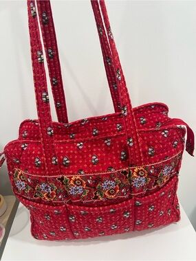 Vera Bradley Large Tote Bag| Vintage Red Leaf Retired Print